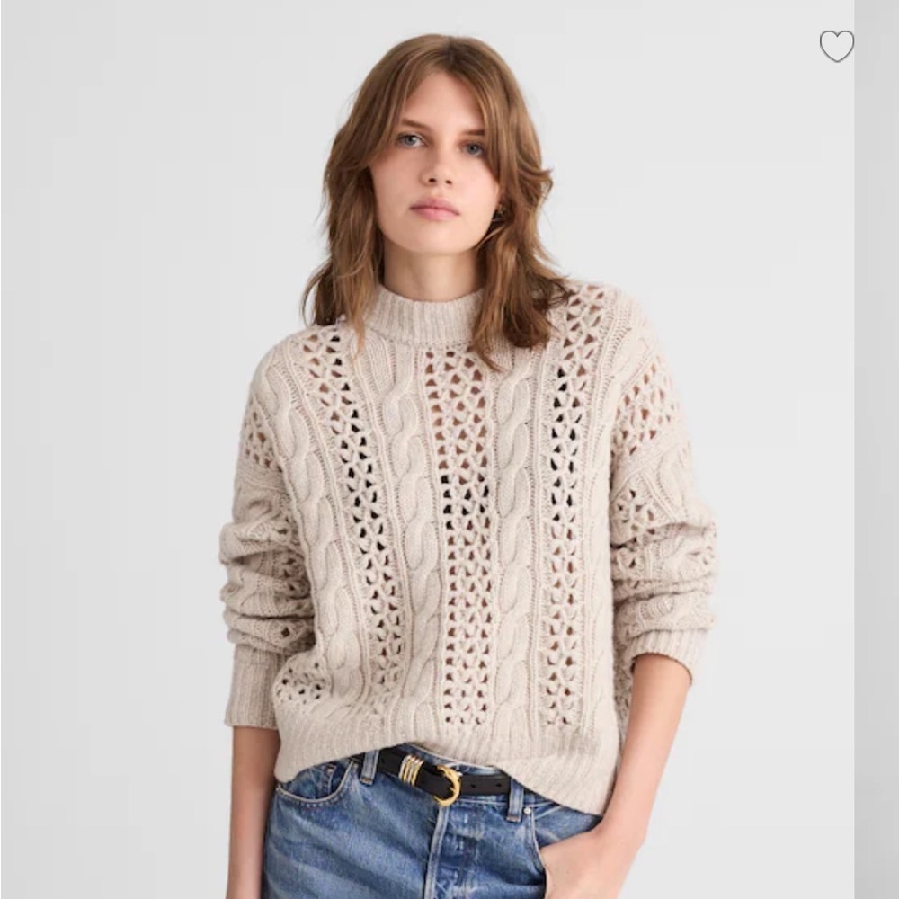 Madewell Marled Cream Cable-Knit Romantic Sweater Women's Size XS